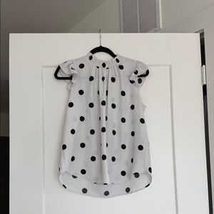 LOFT Black and White Polka Dot Blouse